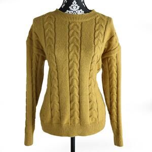 Women's Green - Yellow - Chartreuse Chartou Cable Knit Sweater - Size Large